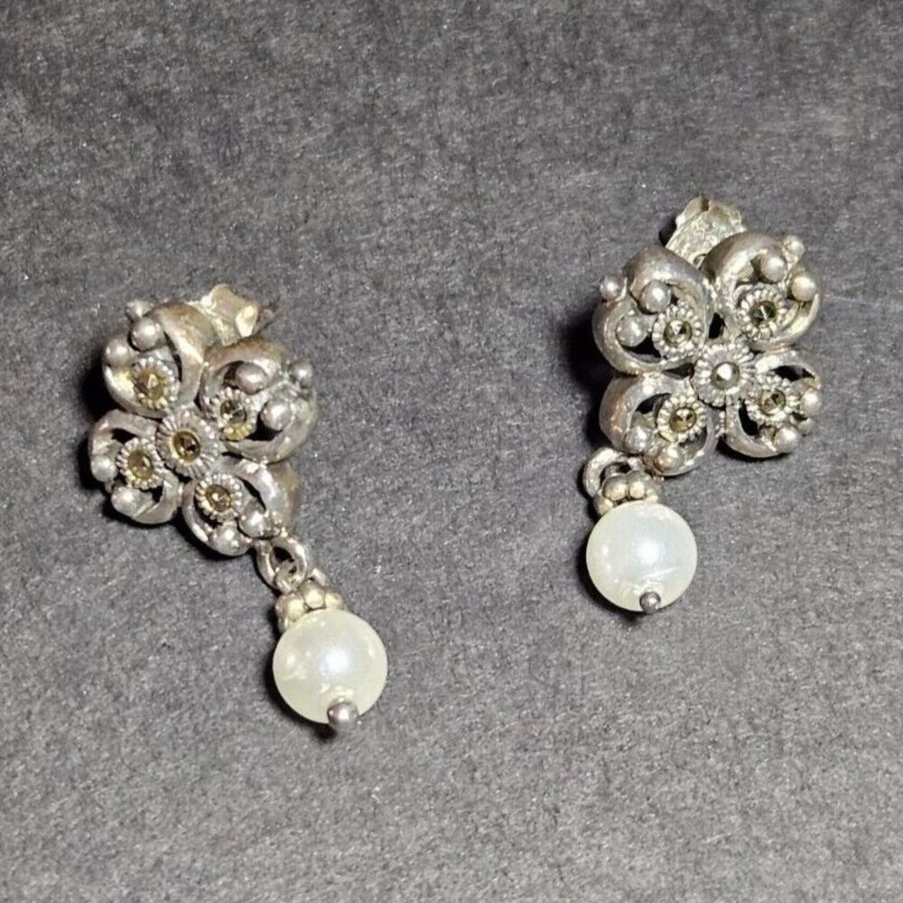 Sterling silver marcasite earrings